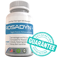 rosadyn nutraceutical for rosacea and sensitive skin health bottle image with 6 month money back guarantee
