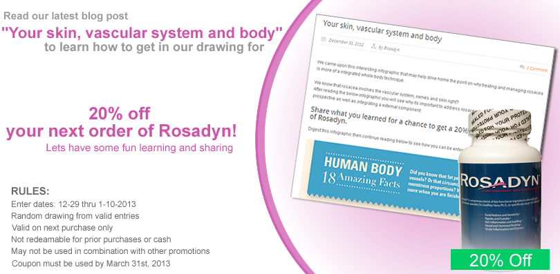 Learn and share info about rosacea 20 percent off Rosadyn drawing