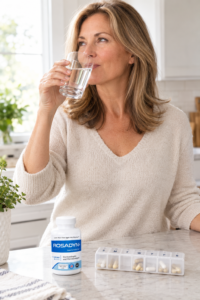 Woman taking vitamins